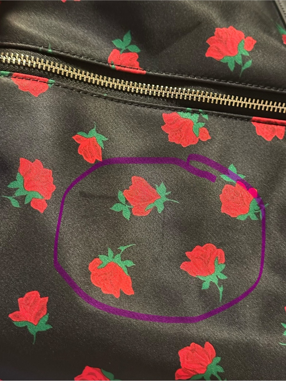 kate spade black travel duffel with red rose print - Picture 4 of 10